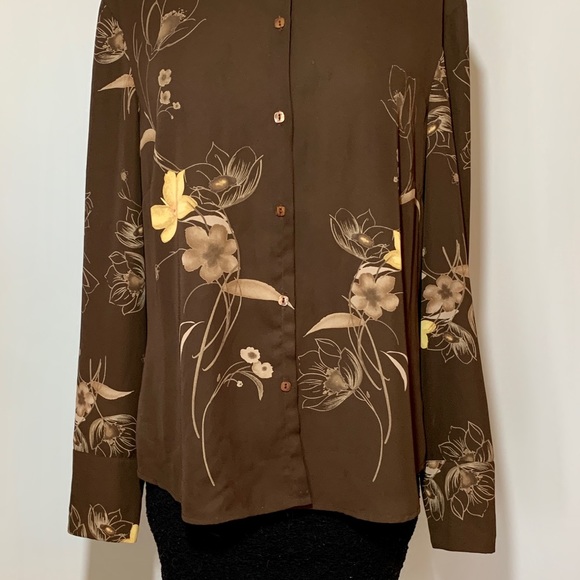 Vintage 1970's Brown Floral Blouse - Picture 7 of 12